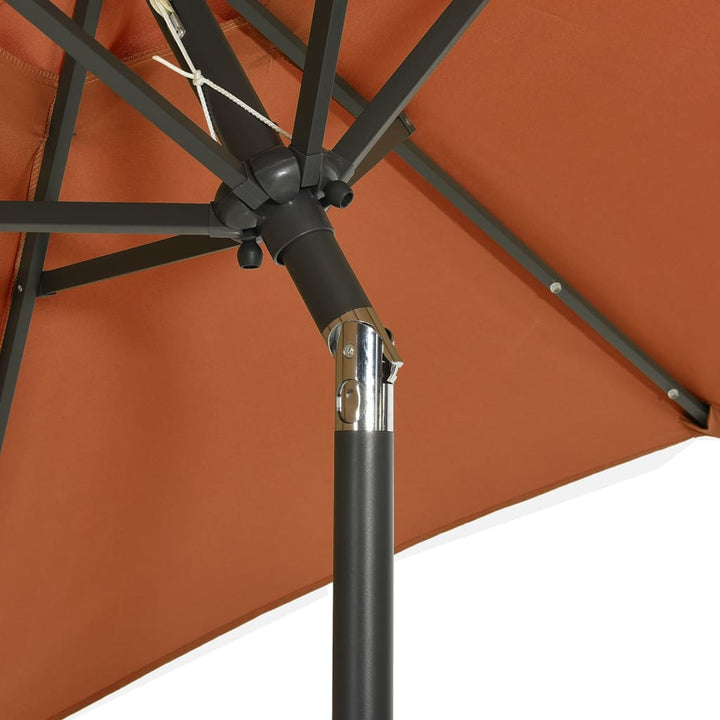 Umbrelă De Soare Cu Lumini Led, Cărămiziu, 200X211 Cm, Aluminiu