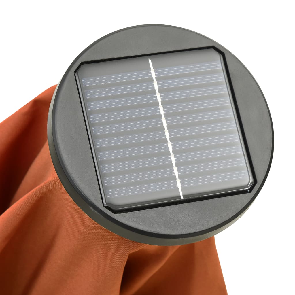 Umbrelă De Soare Cu Lumini Led, Cărămiziu, 200X211 Cm, Aluminiu