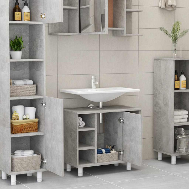 Dulap De Baie, Gri Beton, 60X32X53,5 Cm, Lemn Prelucrat