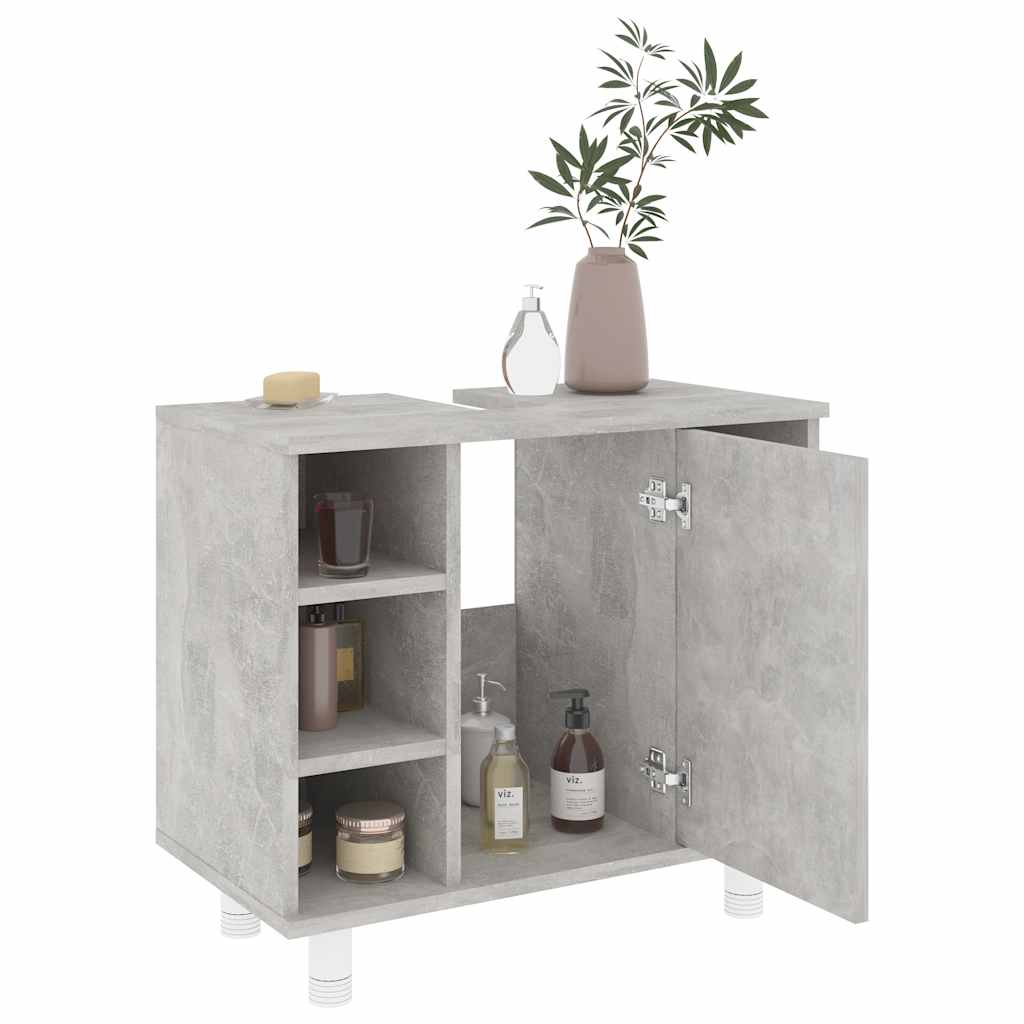 Dulap De Baie, Gri Beton, 60X32X53,5 Cm, Lemn Prelucrat