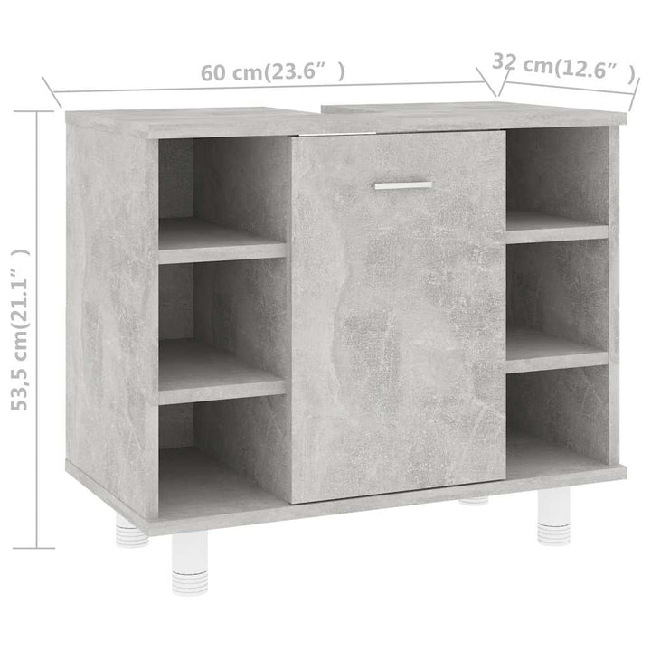Dulap De Baie, Gri Beton, 60X32X53,5 Cm, Lemn Prelucrat