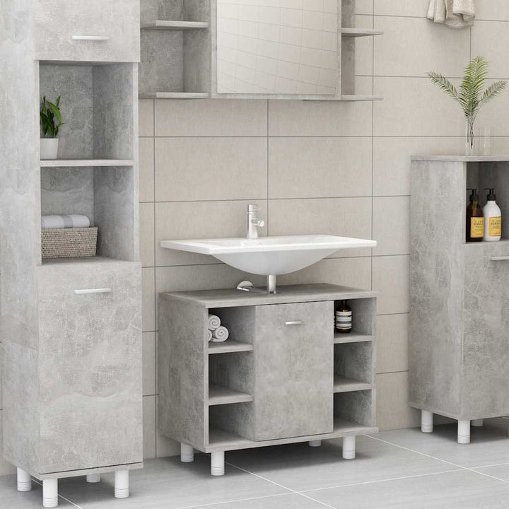Dulap De Baie, Gri Beton, 60X32X53,5 Cm, Lemn Prelucrat
