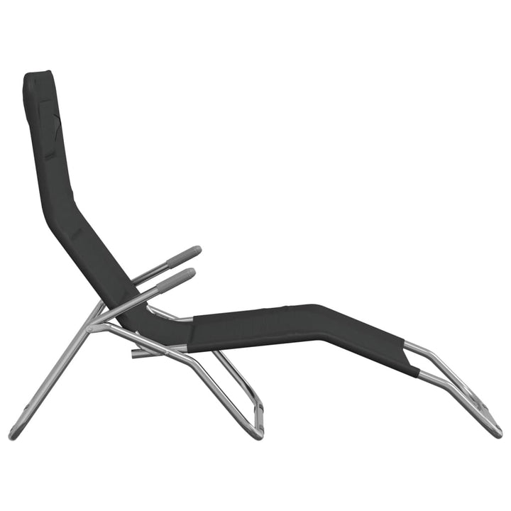 Șezlong Pliant 2 Buc. Negru Textilenă/Oțel Vopsit Electrostatic