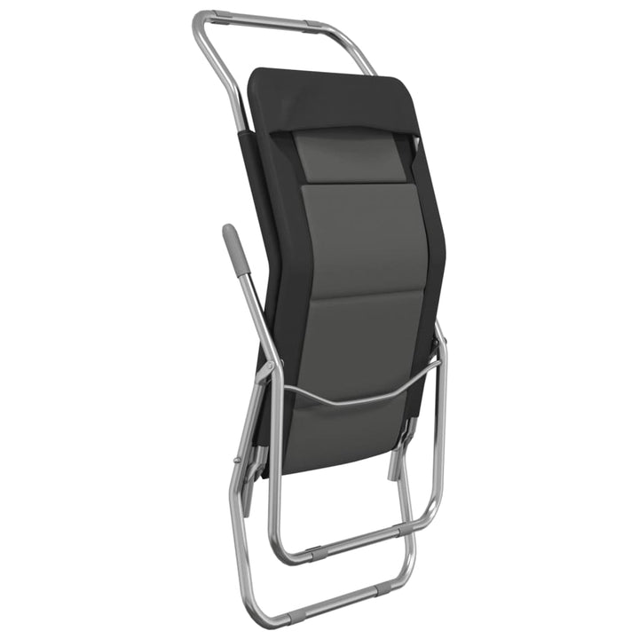 Șezlong Pliant 2 Buc. Negru Textilenă/Oțel Vopsit Electrostatic