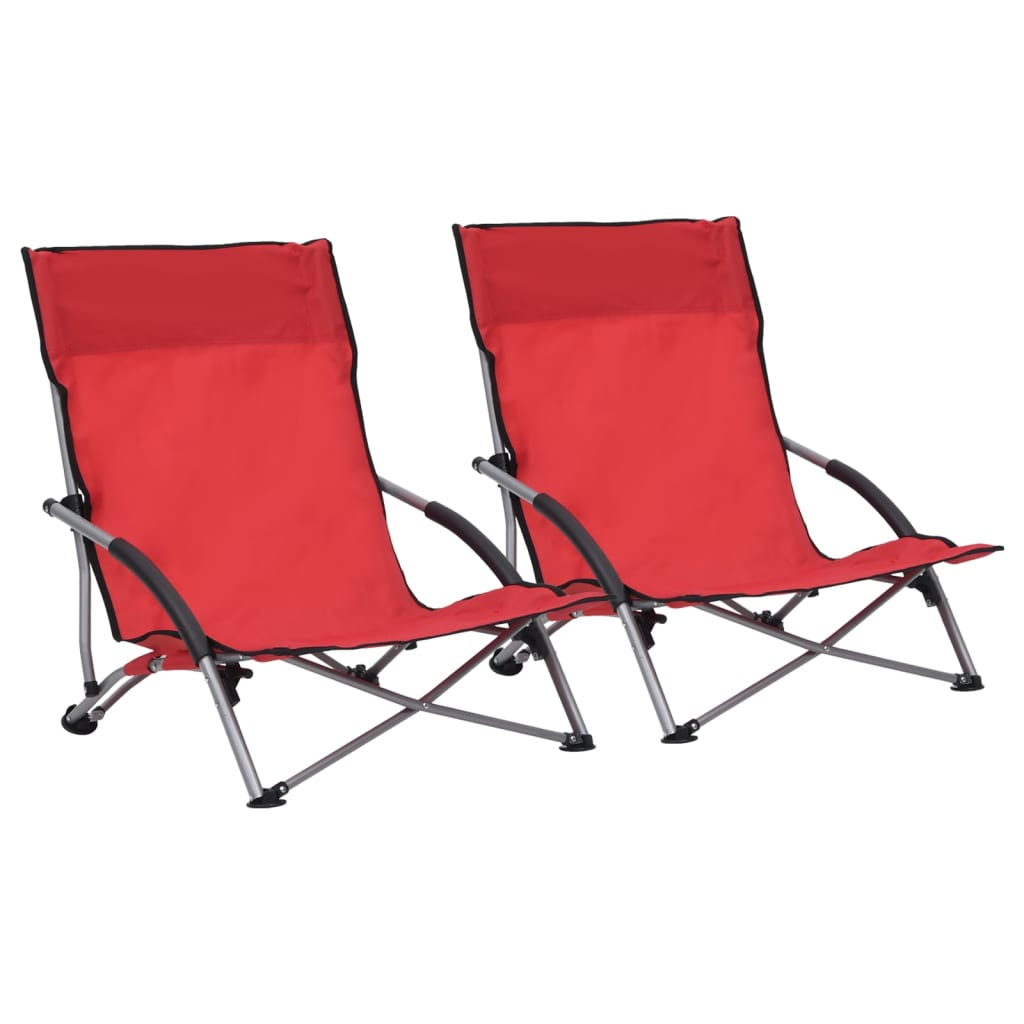 Scaune De Plajă Pliante, 2 Buc., , Material Textil