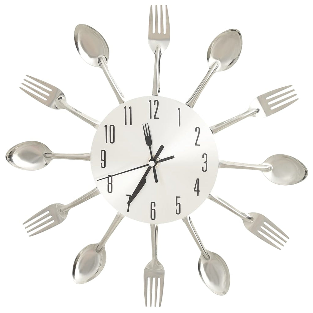 Ceas De Perete Model Lingură/Furculiță Argintiu 31 Cm Aluminiu