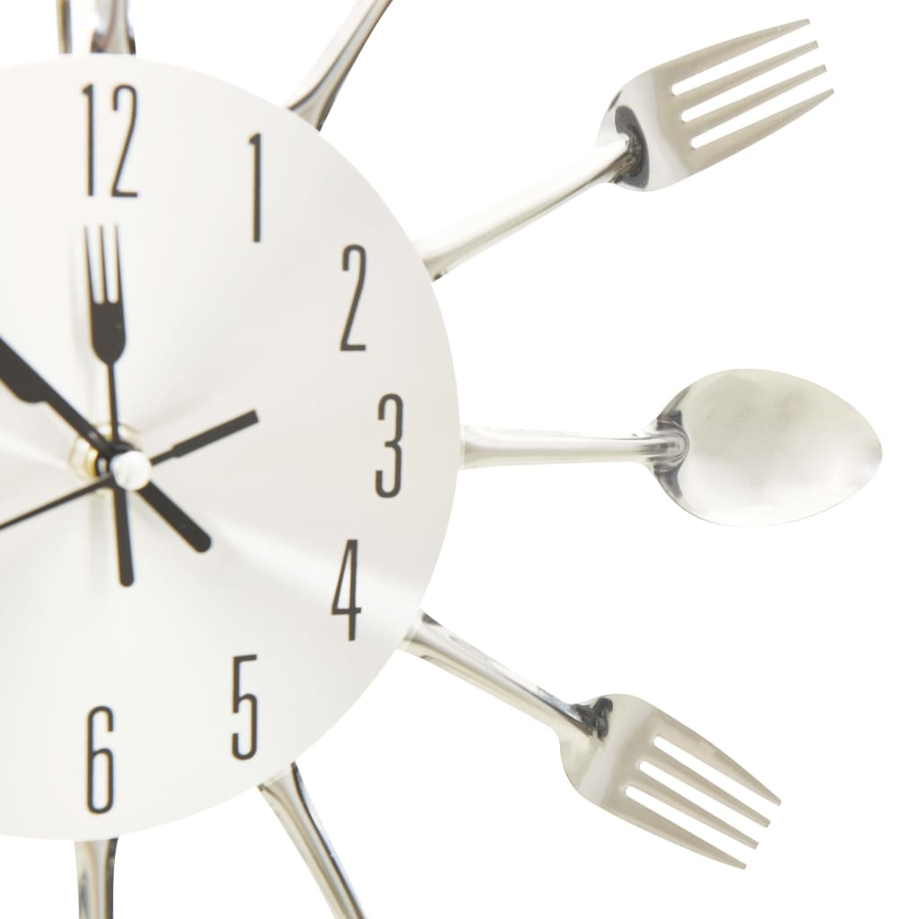 Ceas De Perete Model Lingură/Furculiță Argintiu 31 Cm Aluminiu