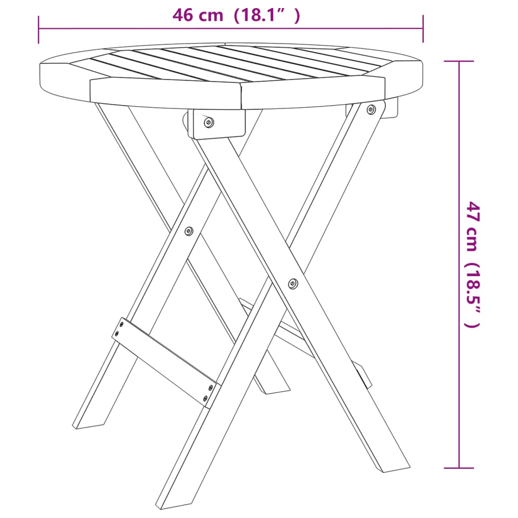 Masă De Grădină Pliabilă, , Ø 46 Cm, Lemn Masiv De Acacia