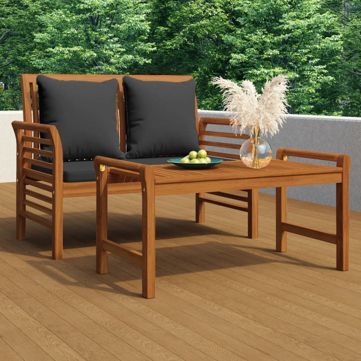 Set Mobilier Grădină Cu Perne , 2 Piese, Lemn Masiv