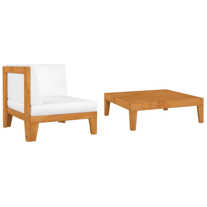 Taburet Modular, Cu Pernă Alb , Lemn Masiv De Acacia