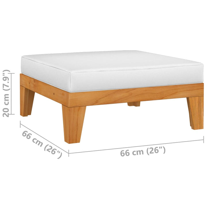 Taburet Modular, Cu Pernă Alb , Lemn Masiv De Acacia