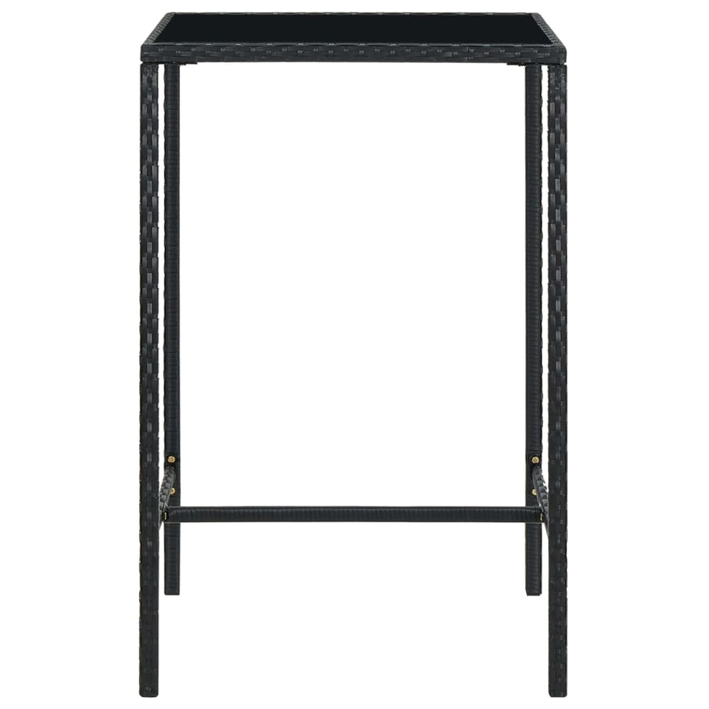 Masă De Bar De Grădină, , 70X70X110Cm, Poliratan Și Sticlă