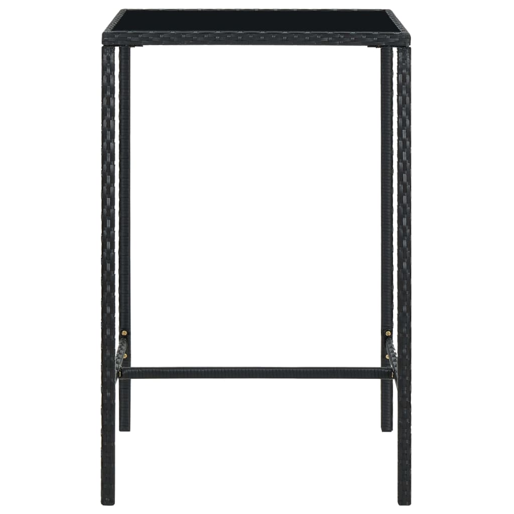 Masă De Bar De Grădină, , 70X70X110Cm, Poliratan Și Sticlă