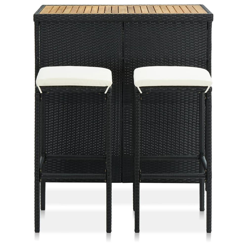 Set Mobilier De Bar, 3 Piese, Negru, Poliratan