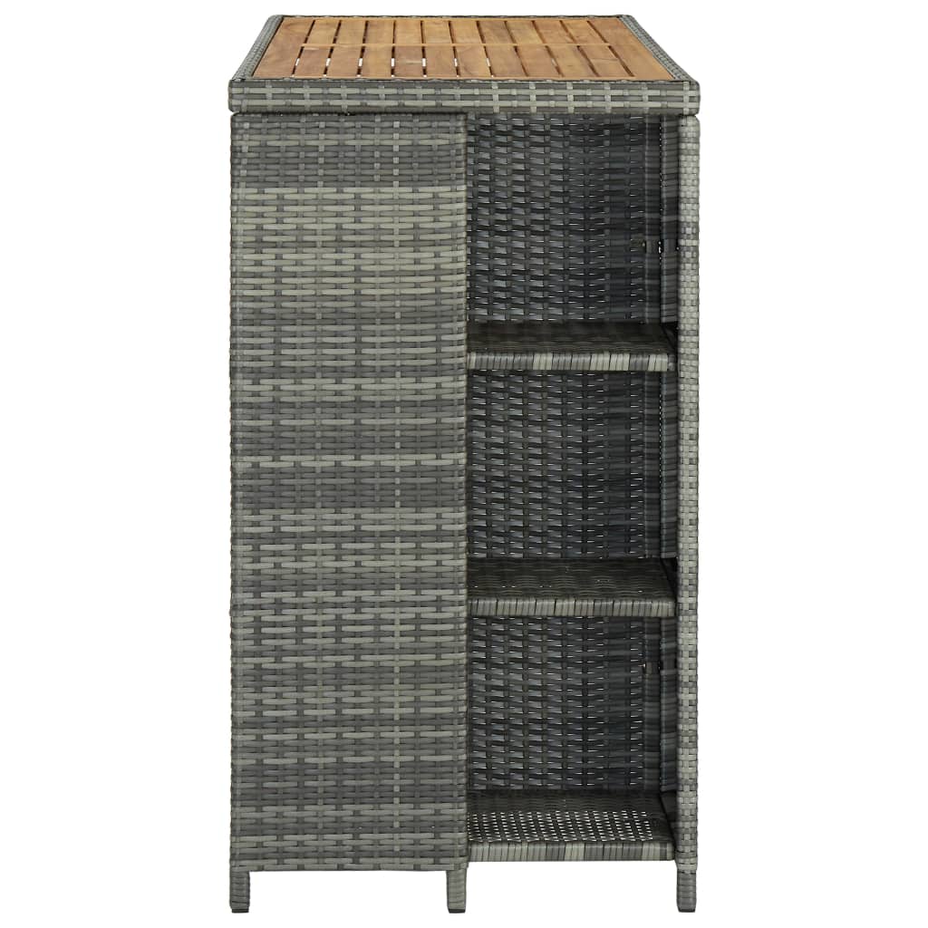 Masă De Bar Cu Raft De Depozitare, Gri 120X60X110 Cm, Poliratan
