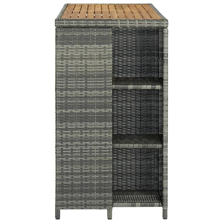 Masă De Bar Cu Raft De Depozitare, Gri 120X60X110 Cm, Poliratan