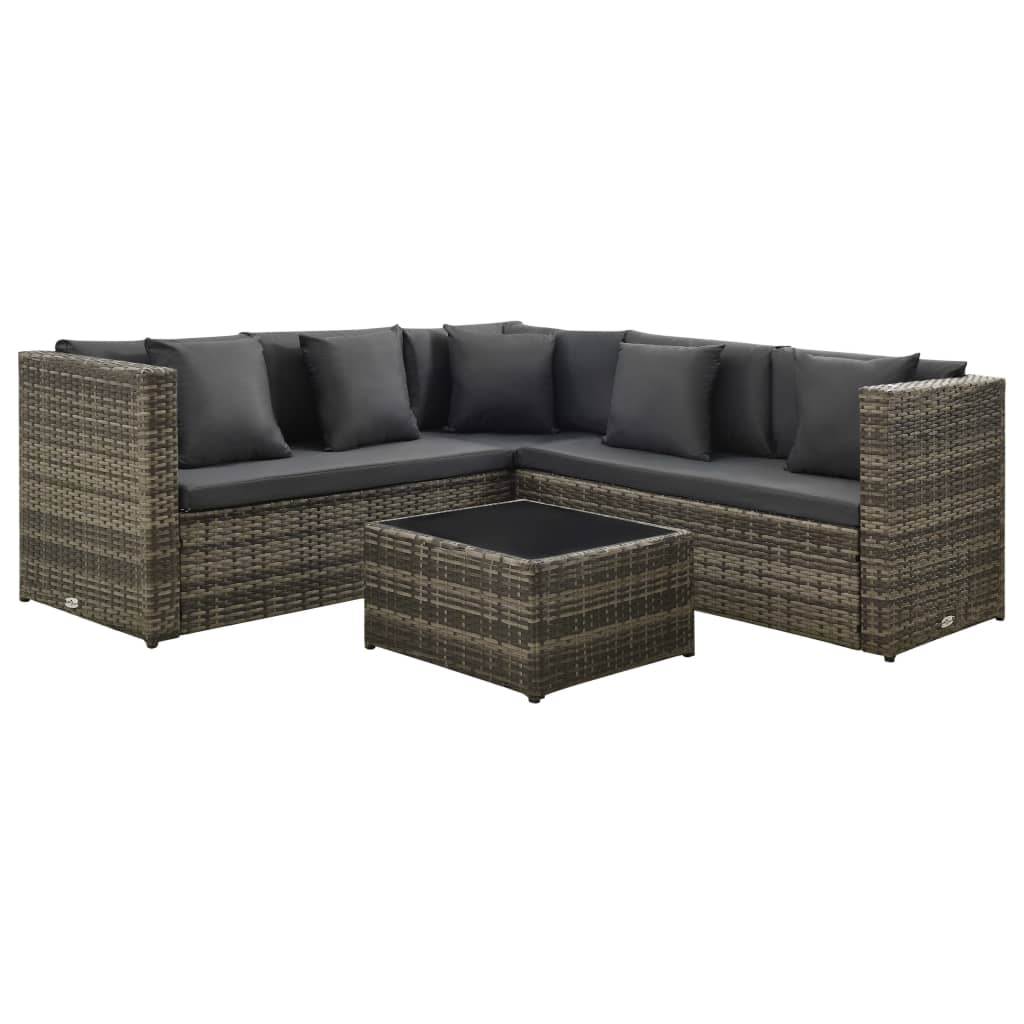 Set Mobilier De Grădină Cu Perne, 4 Piese, , Poliratan