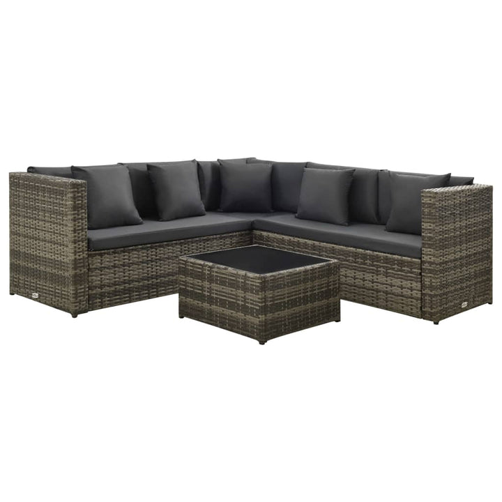 Set Mobilier De Grădină Cu Perne, 4 Piese, , Poliratan