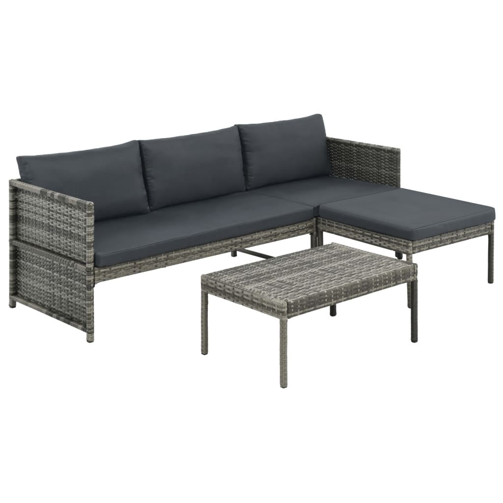 Set Mobilier De Grădină Cu Perne, 3 Piese, , Poliratan