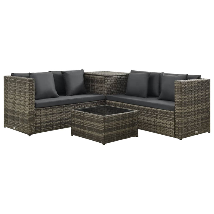 Set Mobilier De Grădină Cu Perne, 4 Piese, , Poliratan