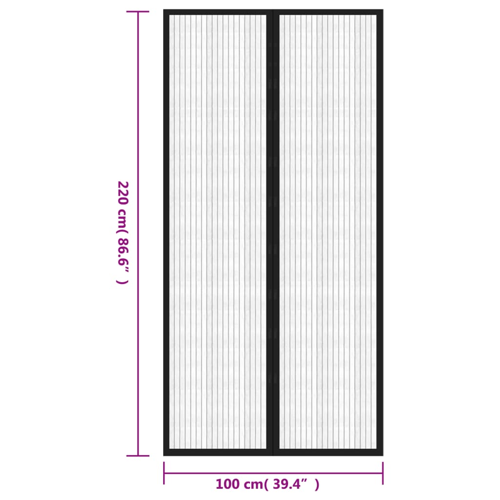 Perdea De Ușă Anti-Insecte Cu Magnet, 2 Buc., Negru,