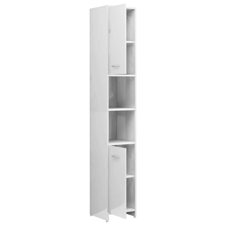 Set Mobilier De Baie, 4 Piese, Alb Extralucios, Lemn Prelucrat