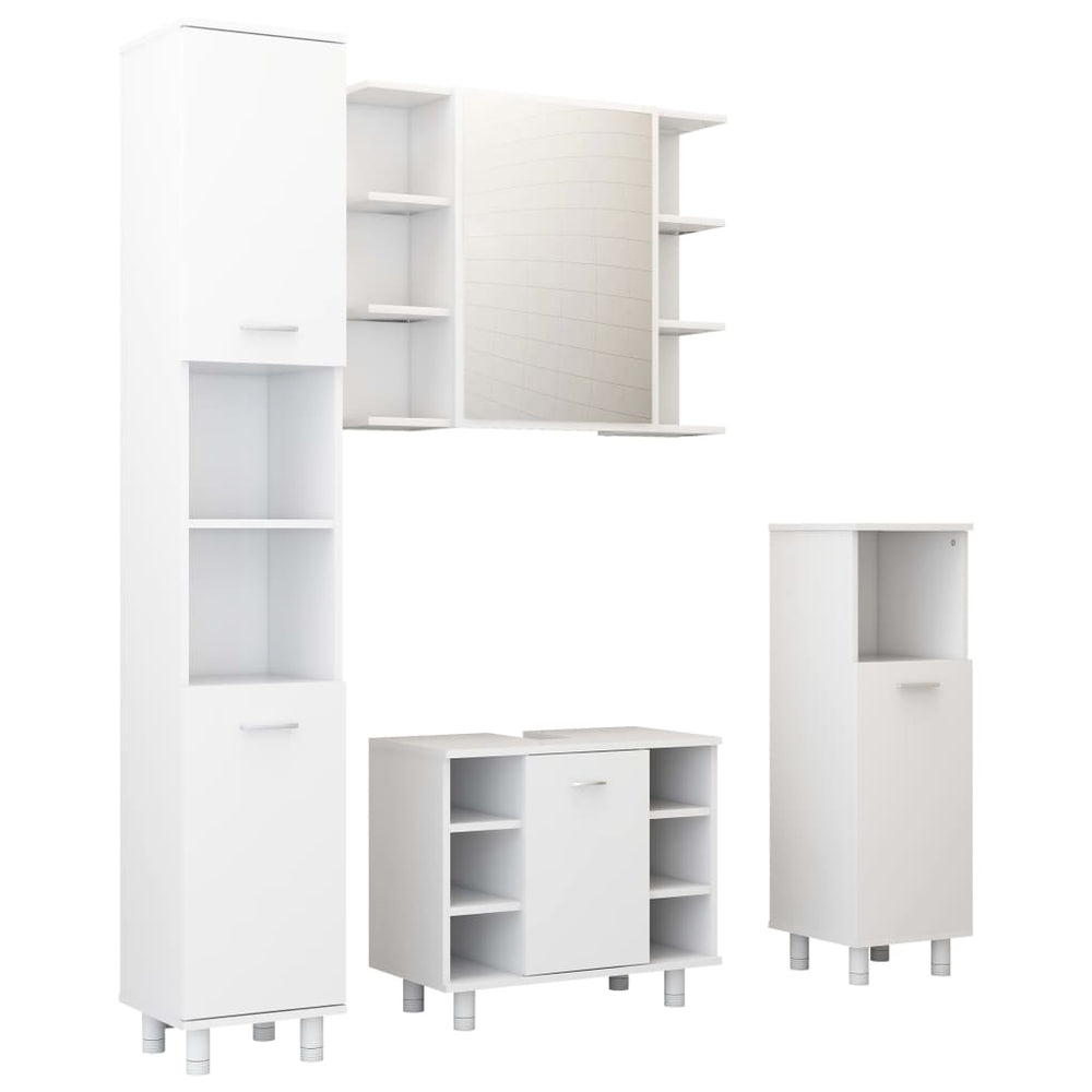 Set Mobilier De Baie, 4 Piese, , Lemn Prelucrat