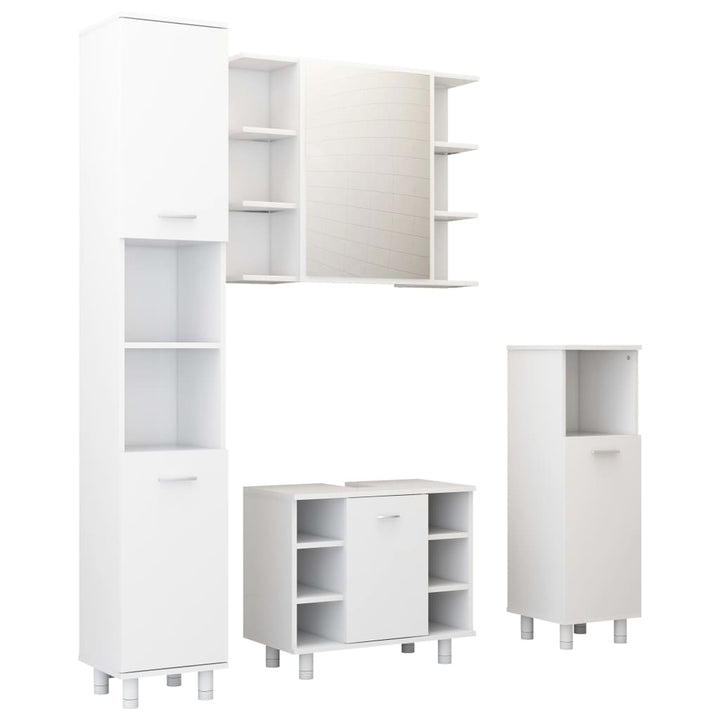 Set Mobilier De Baie, 4 Piese, , Lemn Prelucrat