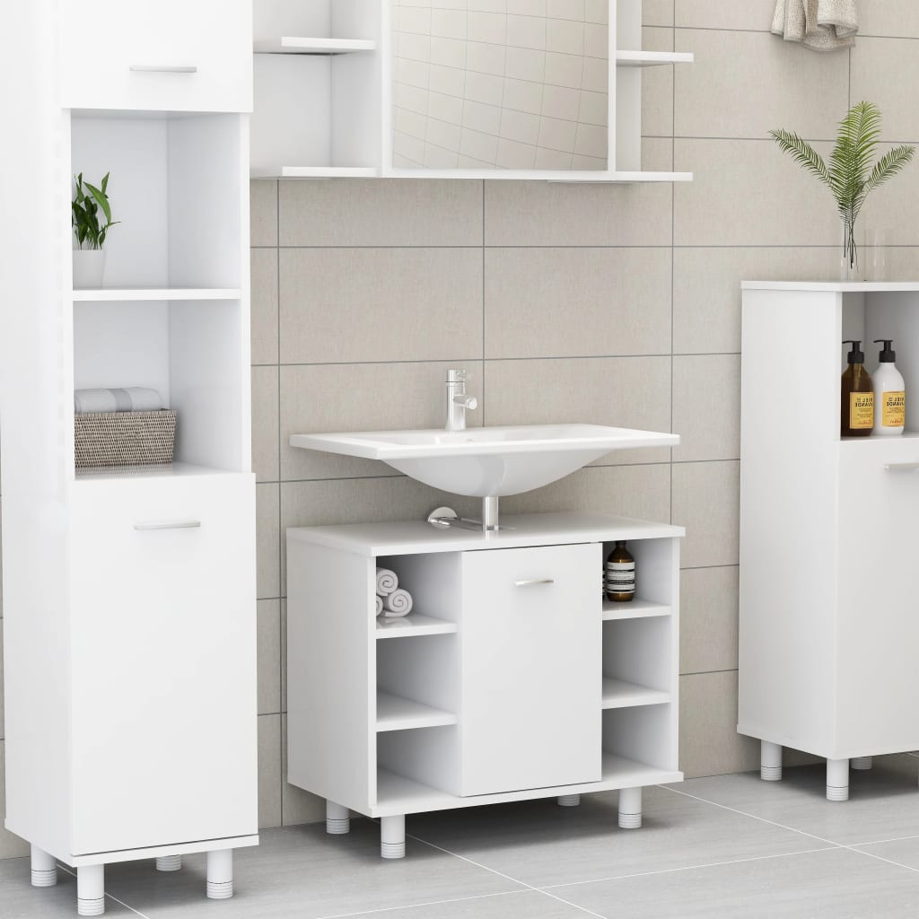 Set Mobilier De Baie, 4 Piese, , Lemn Prelucrat