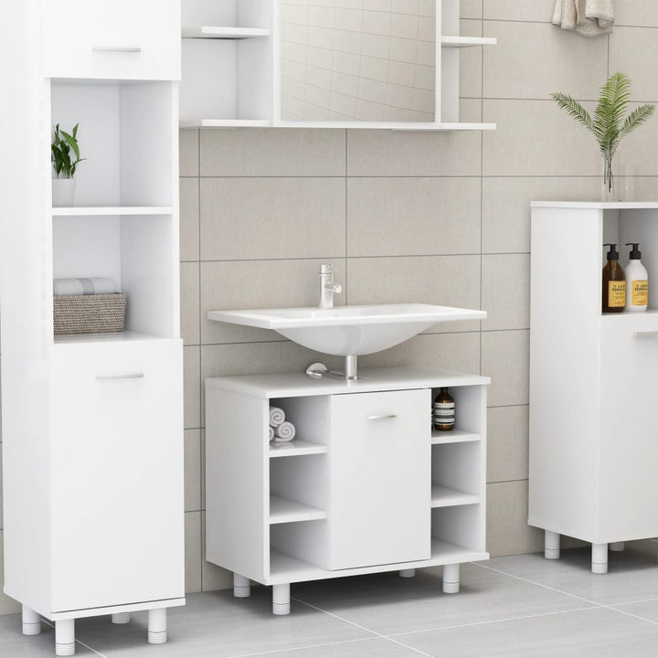 Set Mobilier De Baie, 4 Piese, , Lemn Prelucrat