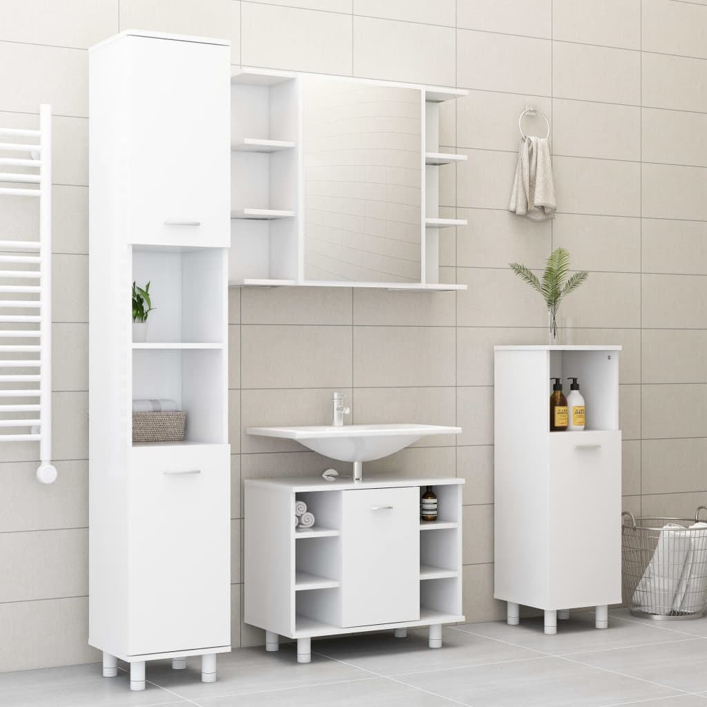 Set Mobilier De Baie, 4 Piese, , Lemn Prelucrat