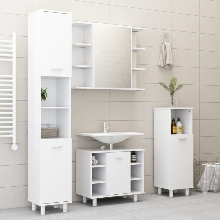 Set Mobilier De Baie, 4 Piese, , Lemn Prelucrat