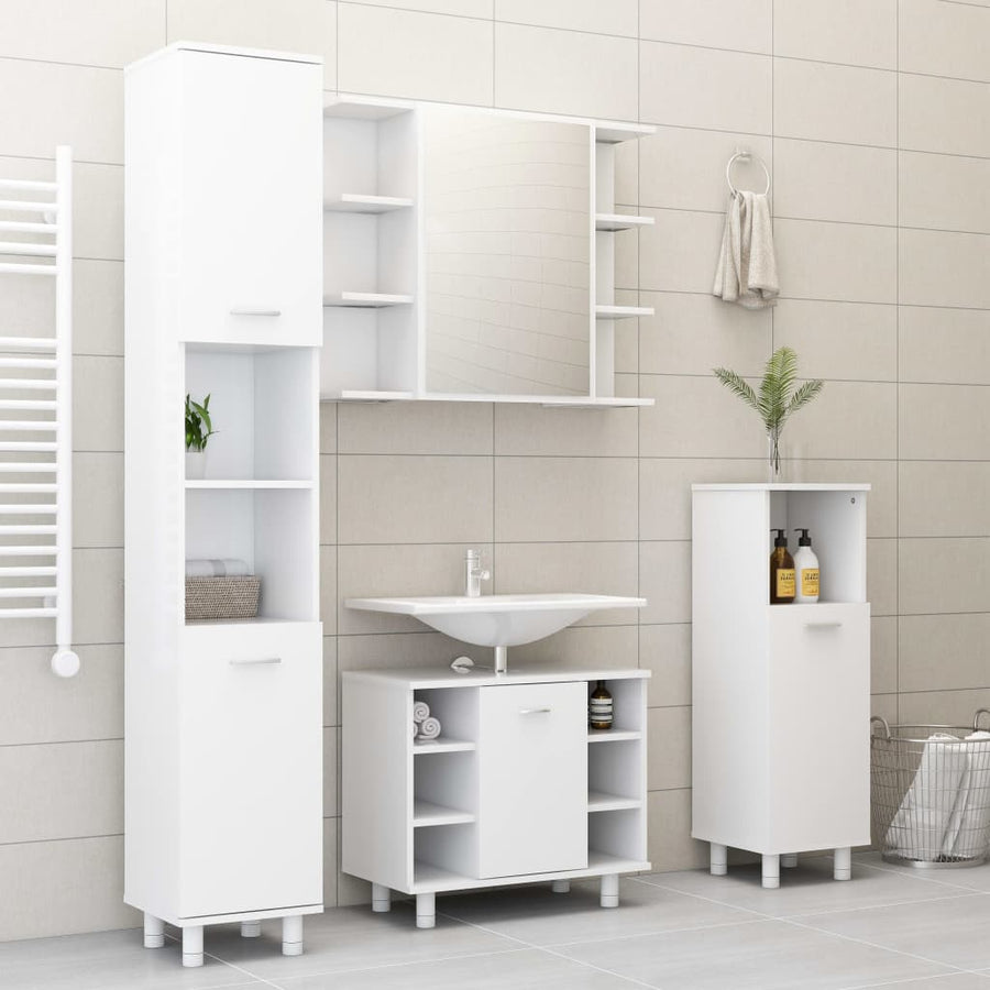 Set Mobilier De Baie, 4 Piese, , Lemn Prelucrat