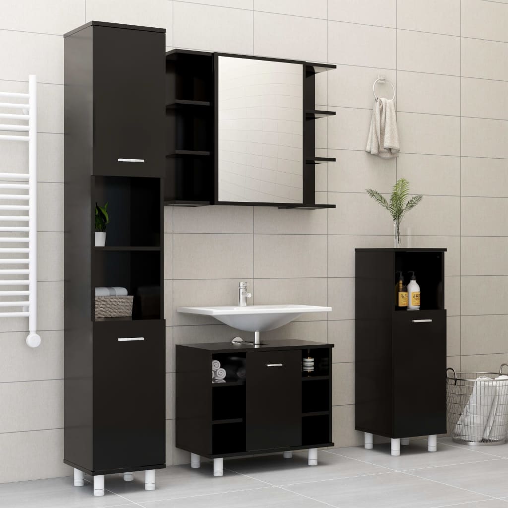 Set Mobilier De Baie, 4 Piese, , Lemn Prelucrat