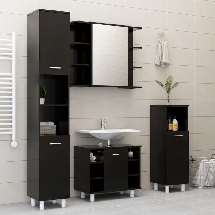 Set Mobilier De Baie, 4 Piese, , Lemn Prelucrat