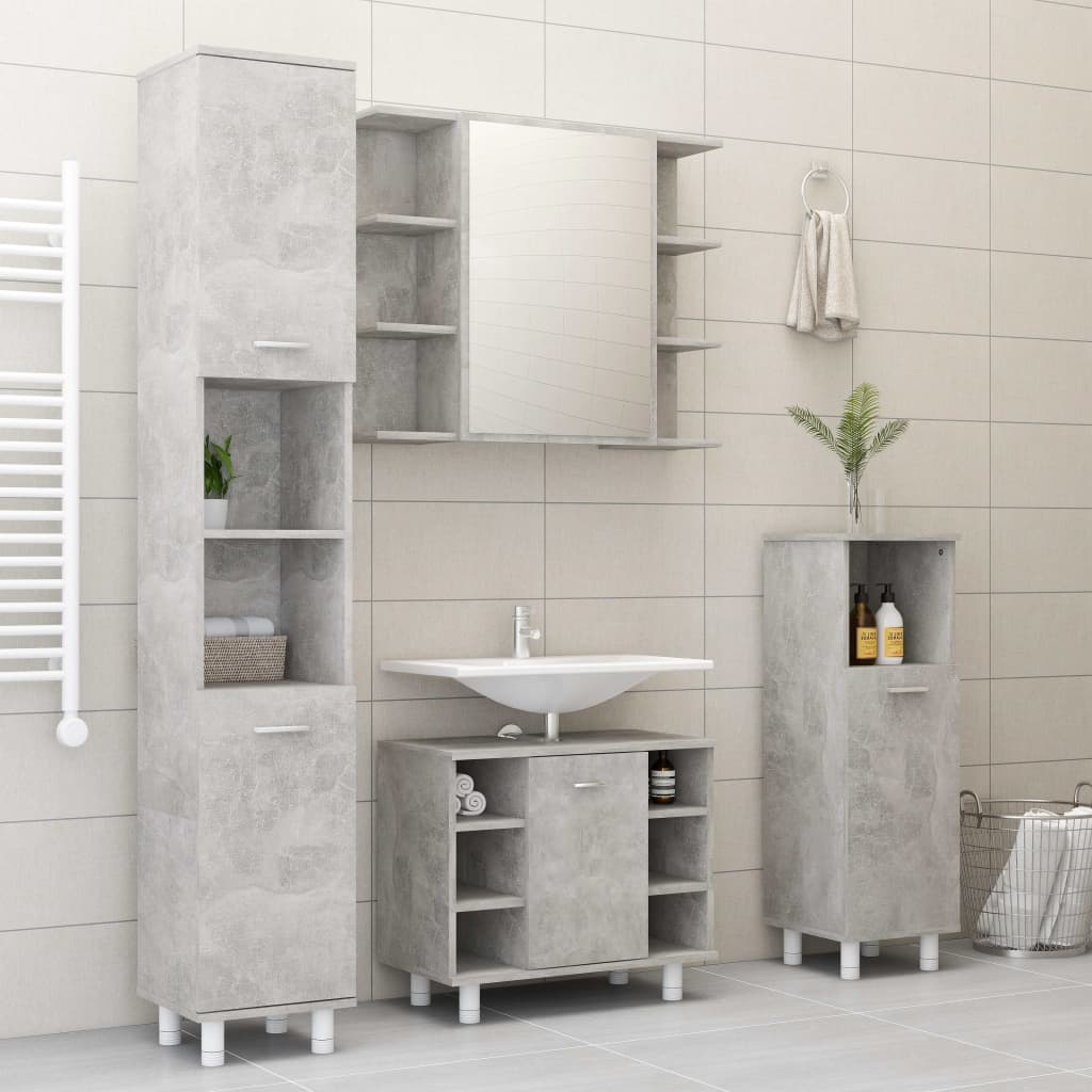 Set Mobilier De Baie, 4 Piese, , Lemn Prelucrat
