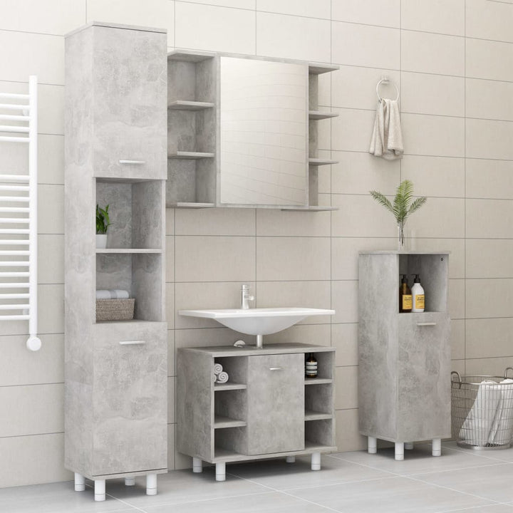 Set Mobilier De Baie, 4 Piese, , Lemn Prelucrat