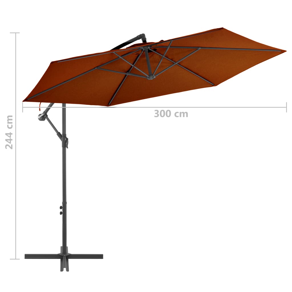 Umbrelă În Consolă, Stâlp Din Aluminiu, Cărămiziu, 300 Cm