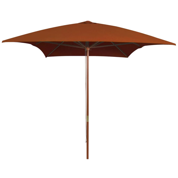Umbrelă De Soare Cu Stâlp De Lemn, 200 X 300 Cm, Alb