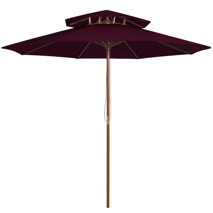 Umbrelă De Soare Dublă, 270X270 Cm, Stâlp De Lemn, Alb