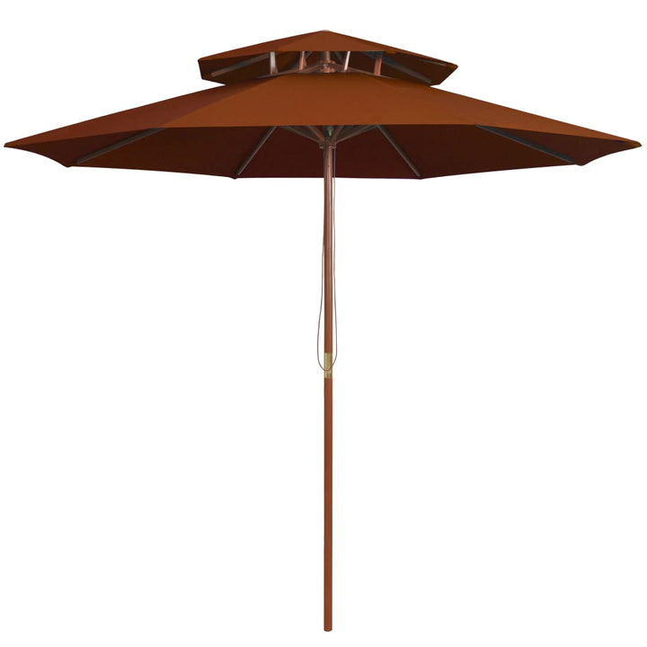 Umbrelă De Soare Dublă, 270X270 Cm, Stâlp De Lemn, Alb