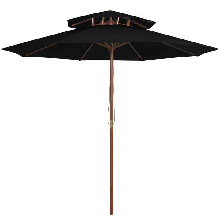 Umbrelă De Soare Dublă, 270X270 Cm, Stâlp De Lemn, Alb