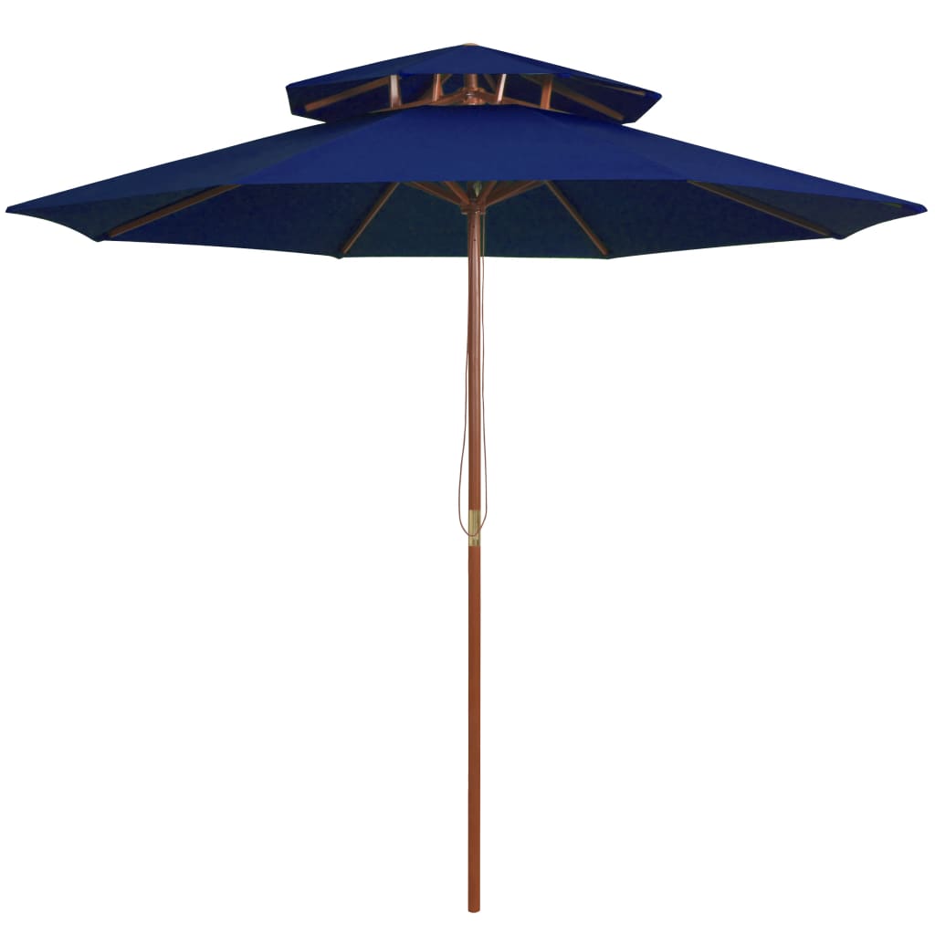 Umbrelă De Soare Dublă, 270X270 Cm, Stâlp De Lemn, Alb