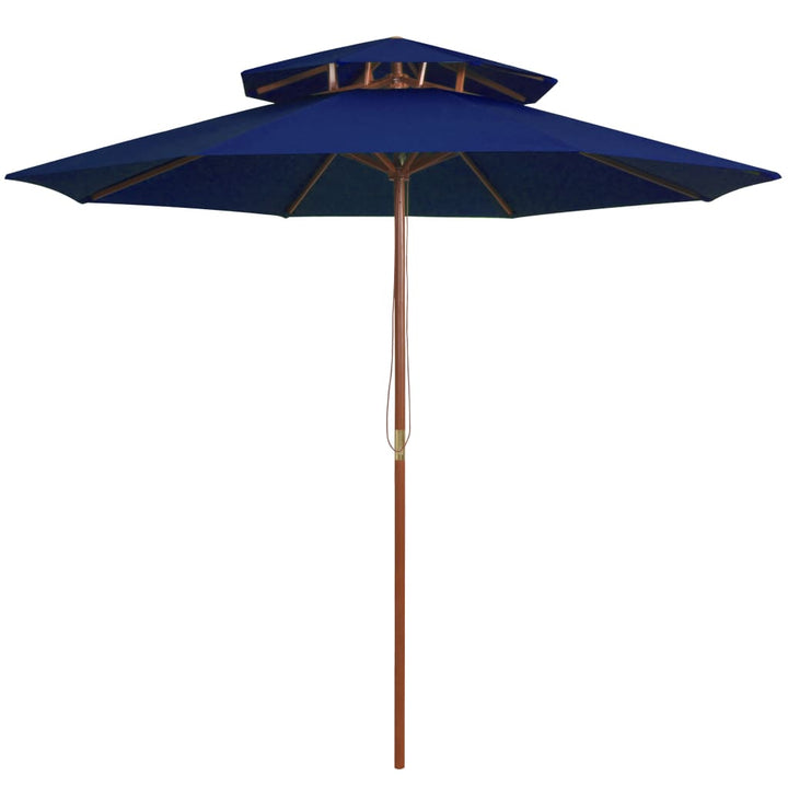 Umbrelă De Soare Dublă, 270X270 Cm, Stâlp De Lemn, Alb