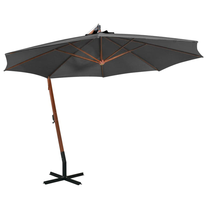 Umbrelă În Consolă Cu Stâlp, Azuriu, 3,5X2,9 M, Lemn De Brad