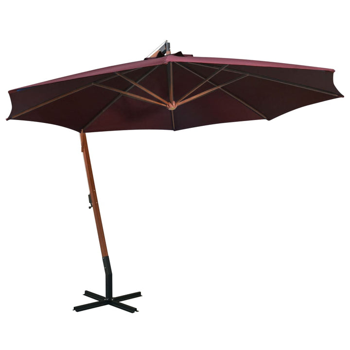 Umbrelă În Consolă Cu Stâlp, Azuriu, 3,5X2,9 M, Lemn De Brad