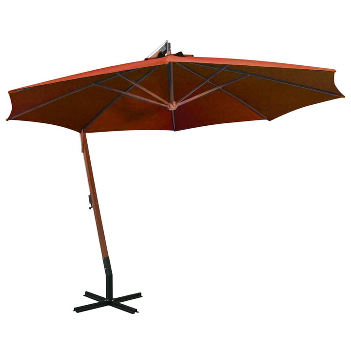 Umbrelă În Consolă Cu Stâlp, Azuriu, 3,5X2,9 M, Lemn De Brad