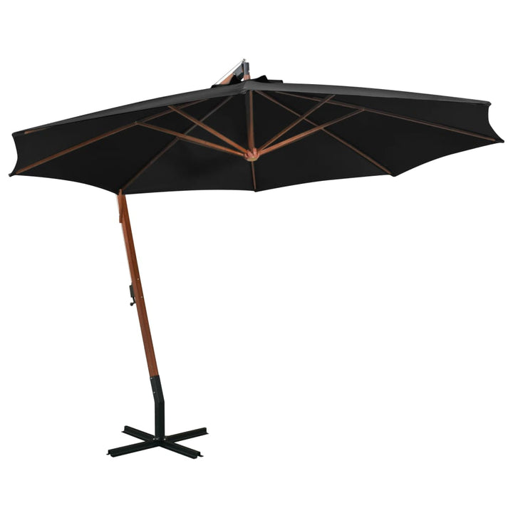 Umbrelă În Consolă Cu Stâlp, Azuriu, 3,5X2,9 M, Lemn De Brad