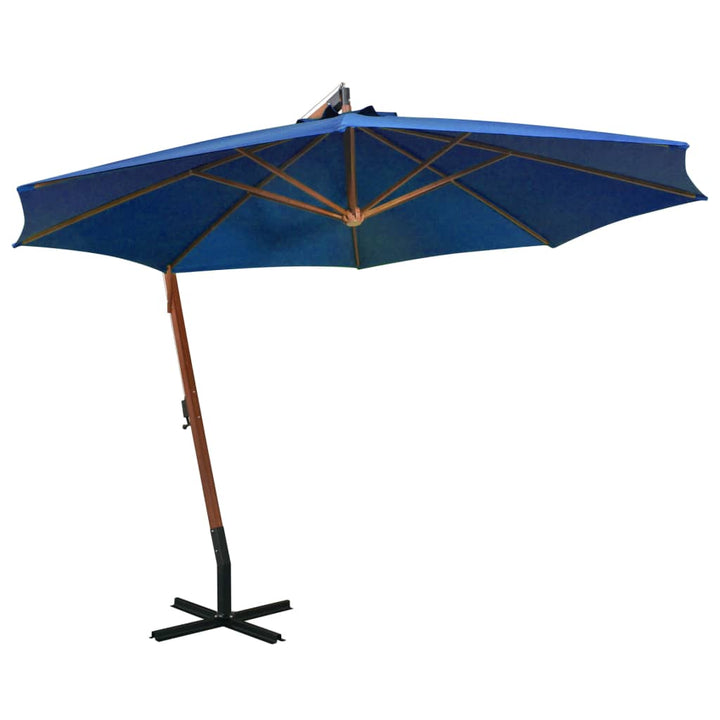 Umbrelă În Consolă Cu Stâlp, Azuriu, 3,5X2,9 M, Lemn De Brad