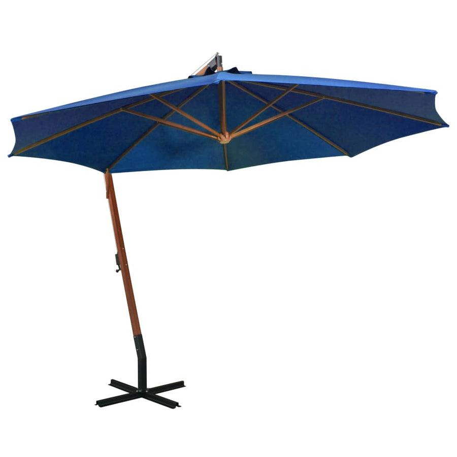 Umbrelă În Consolă Cu Stâlp, Azuriu, 3,5X2,9 M, Lemn De Brad